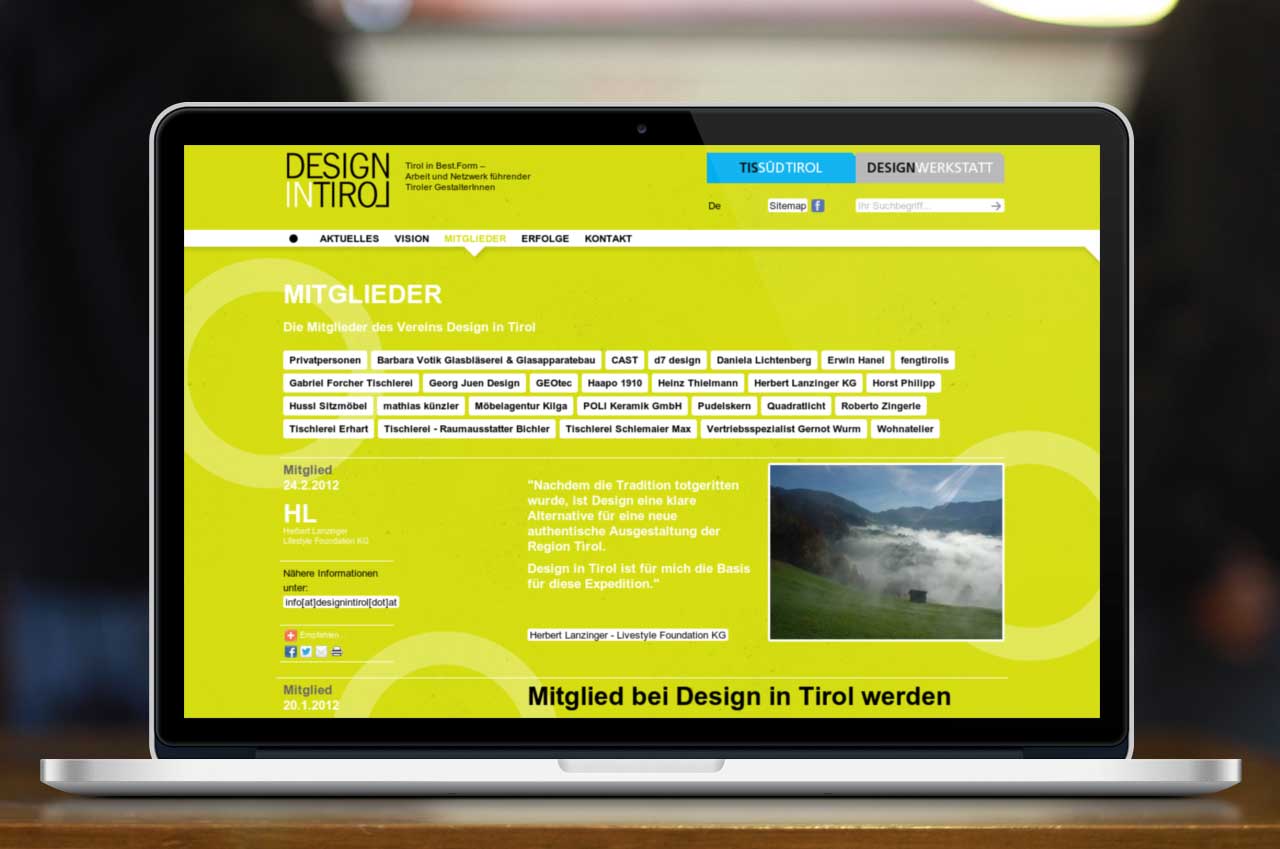 Mitgliederseite von Design in Tirol